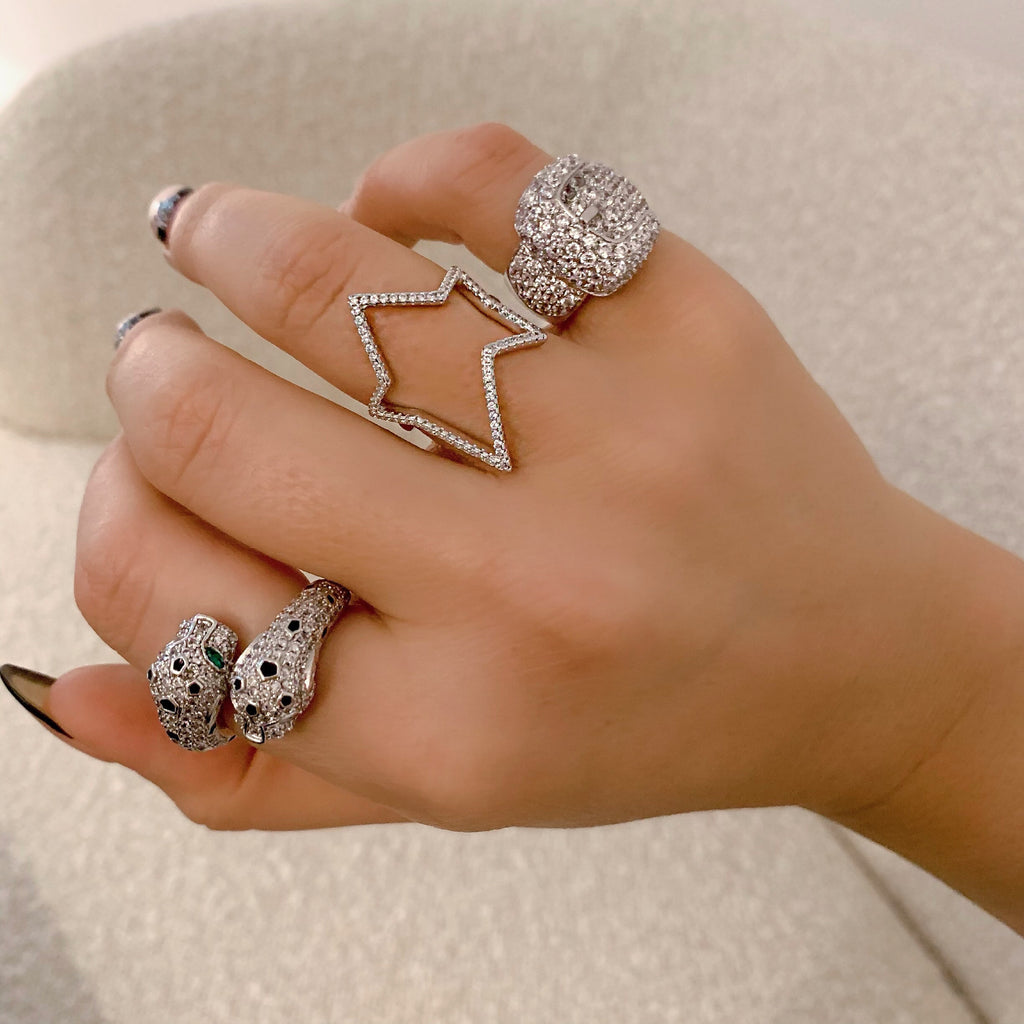 OPEN STAR RING (925 STERLING SILVER)