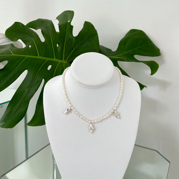 PETITE CROSS MELT PEARL NECKLACE – HRH COLLECTION