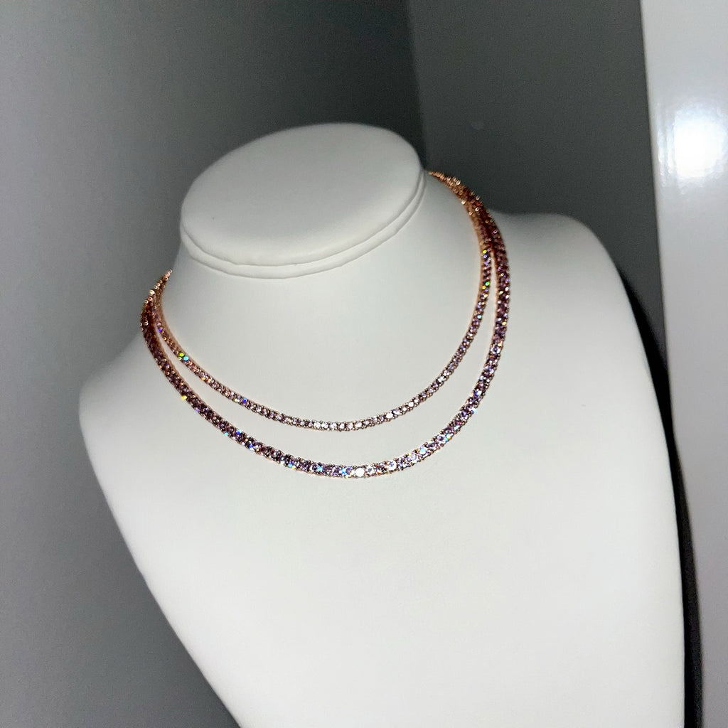 ROSE CRYSTAL TENNIS NECKLACE
