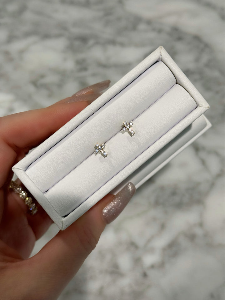 TWINKLE CROSS STUDS (925 STERLING SILVER)