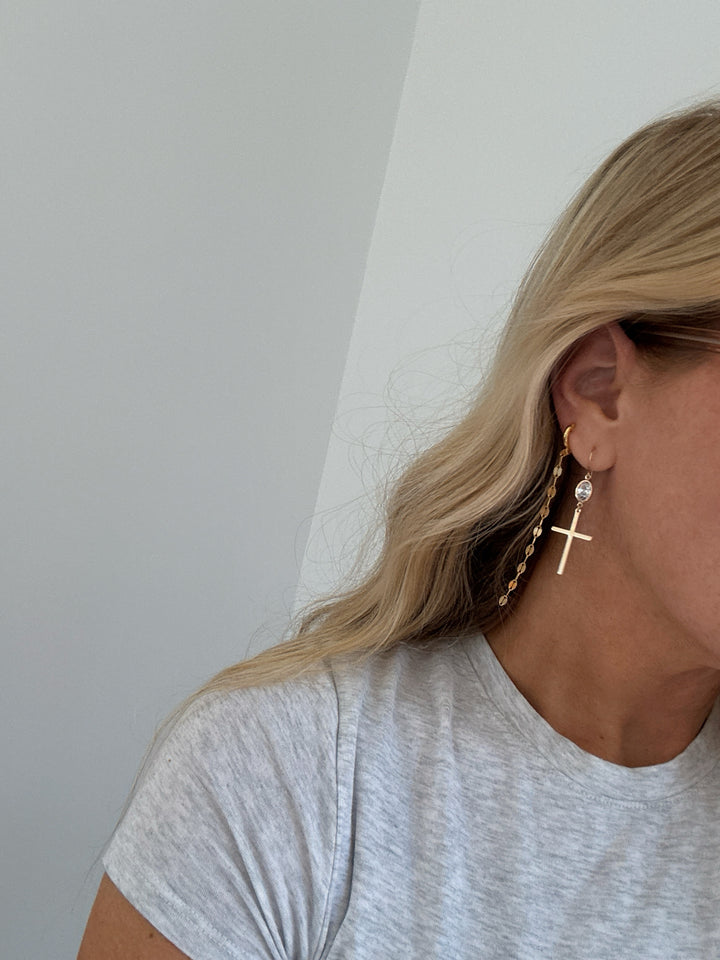 ANGELIC CROSS EARRINGS (14K GOLD FILLED)
