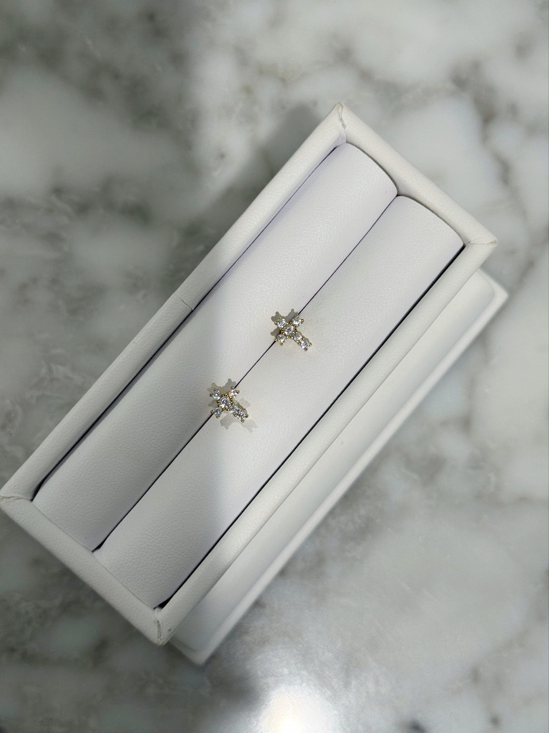 TWINKLE CROSS STUDS (925 STERLING SILVER)