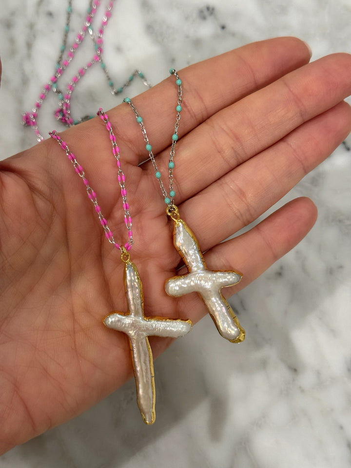 BON BON PEARL CROSSES (925 STERLING SILVER)