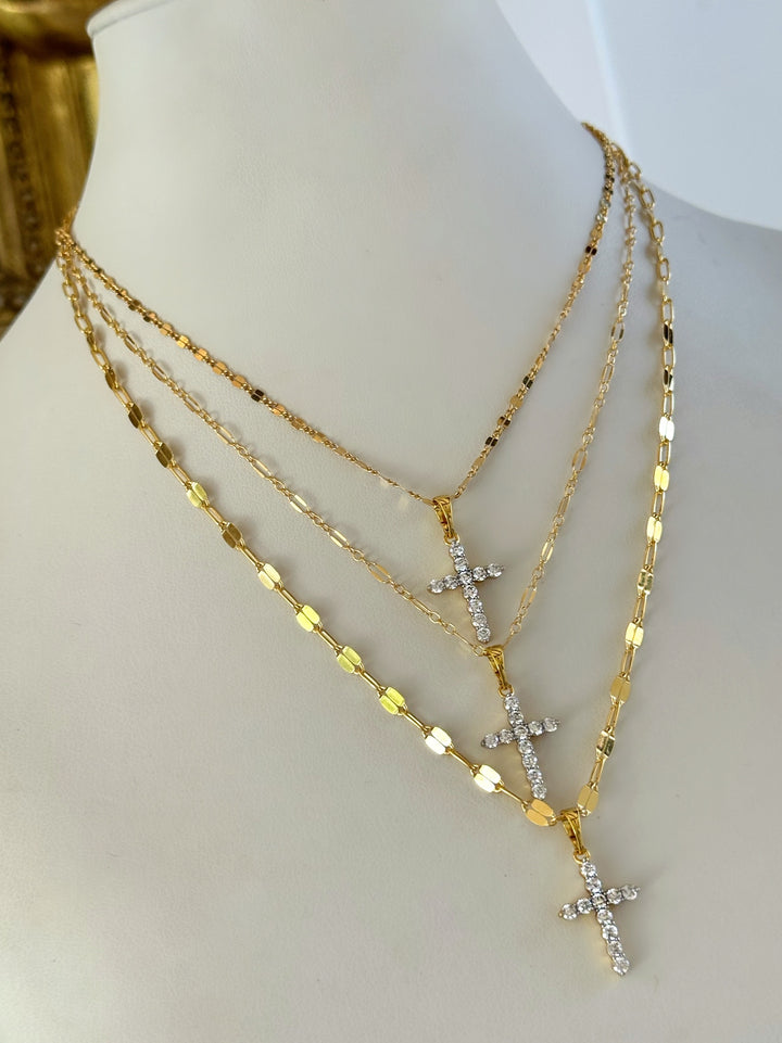 ÈTOILE LAYERING CHAINS & CROSSES (14K GOLD FILLED)