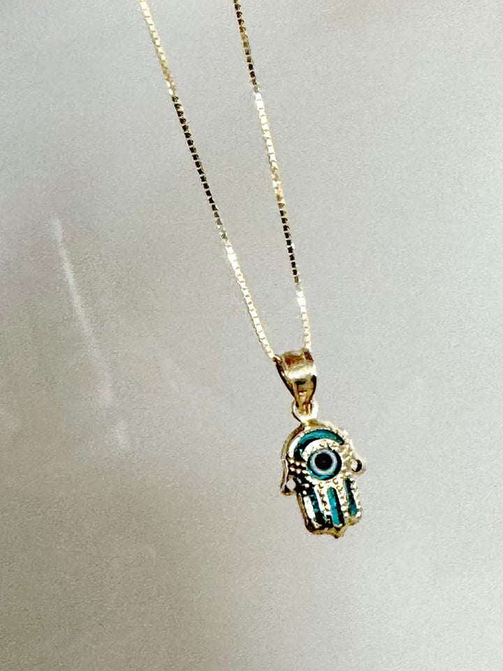 14K & CRYSTAL PETITE HAMSA