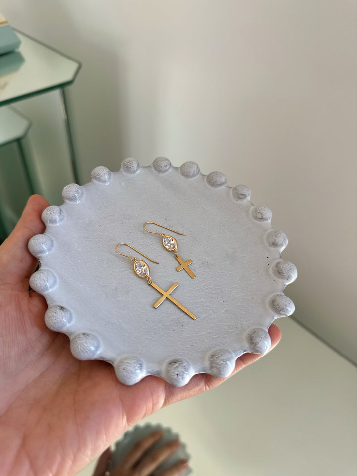 ANGELIC CROSS EARRINGS (14K GOLD FILLED)