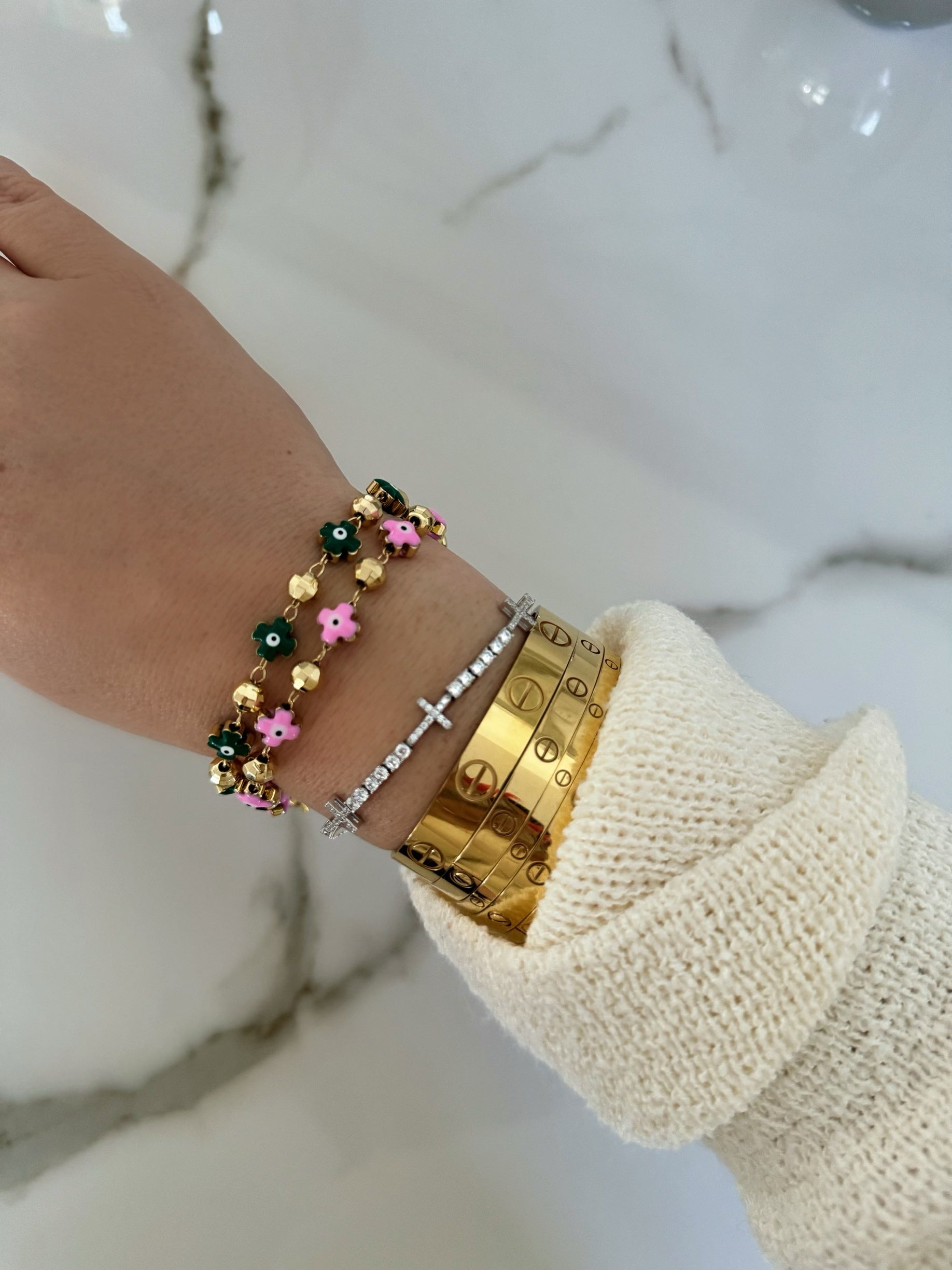 アクセサリー MHT Heaven Sequins Bracelet PETITE CROSS TENNIS BRACELET (925 STERLING SILVER) – HRH