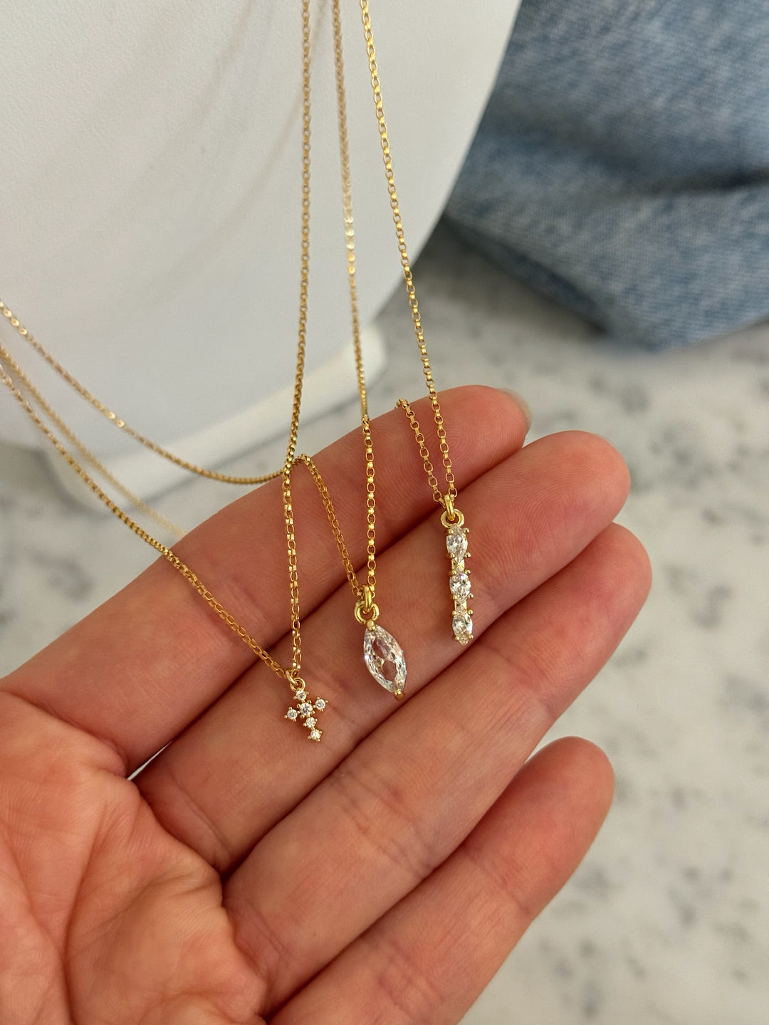 CRYSTAL FLOSS NECKLACES (14K GOLD FILLED)