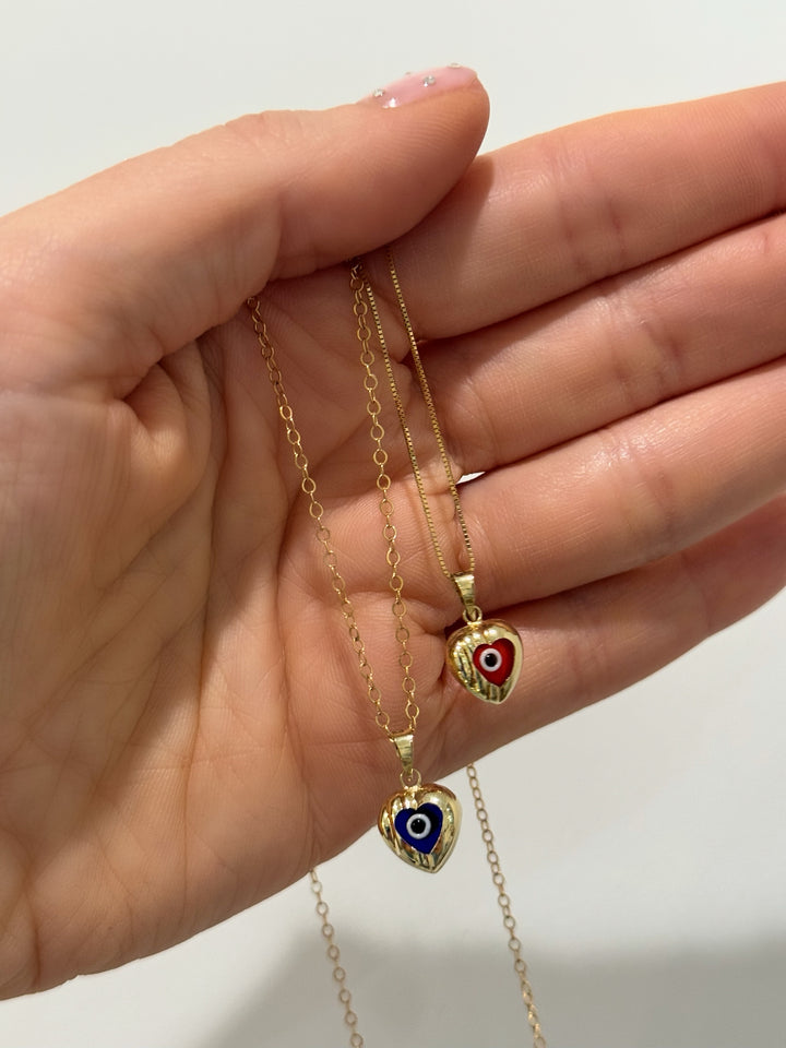 14K EVIL EYE BUBBLE HEARTS (VINTAGE)