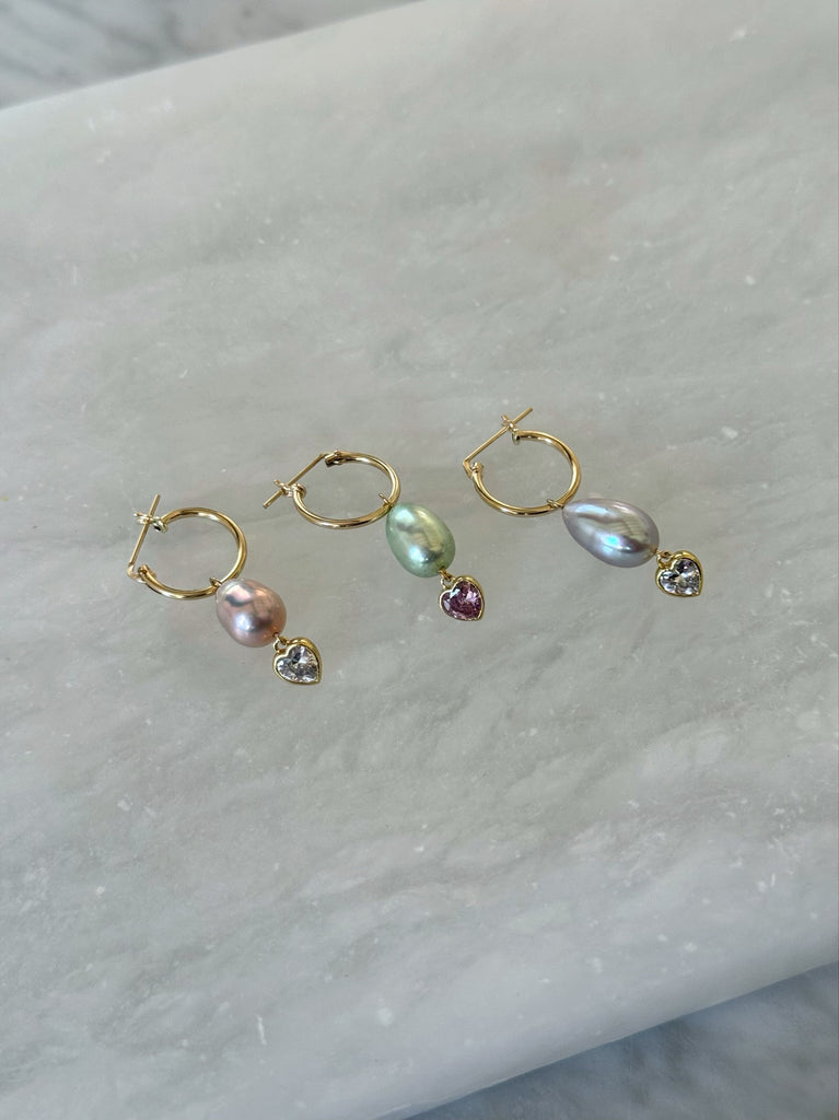ADORE PEARL DROP HOOPS (14K GOLD FILLED)