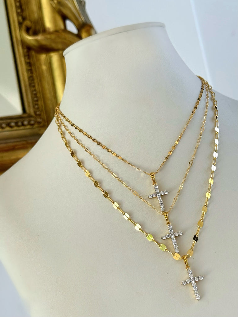 ÈTOILE LAYERING CHAINS & CROSSES (14K GOLD FILLED)
