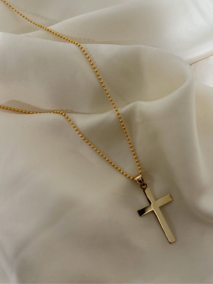 14K VINTAGE GLOSSY CROSS