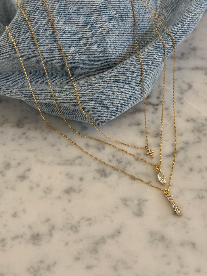 CRYSTAL FLOSS NECKLACES (14K GOLD FILLED)