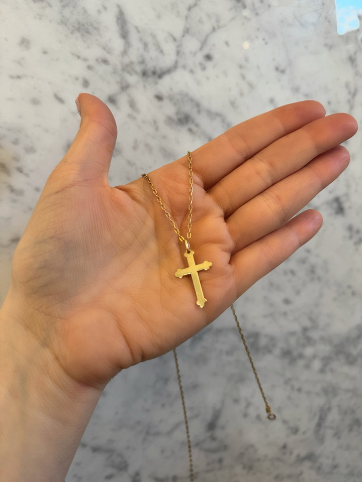 14K MIRRORED ITALIAN CROSS (VINTAGE)