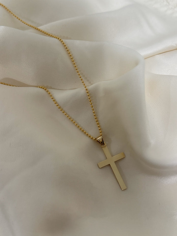 14K VINTAGE GLOSSY CROSS