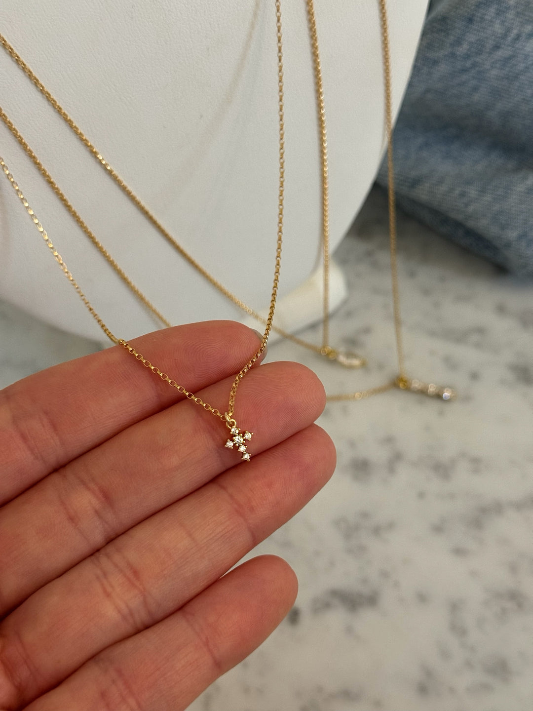 CRYSTAL FLOSS NECKLACES (14K GOLD FILLED)