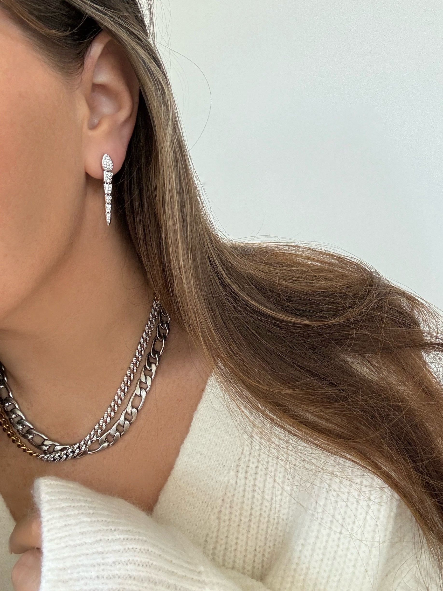 ◇HYERES LOR◇ Aceh Silver (C) Hoop Earrings HL5E3A557C9XXX Silver Hoop Earrings 20mm - Rebecca | Linjer Jewelry