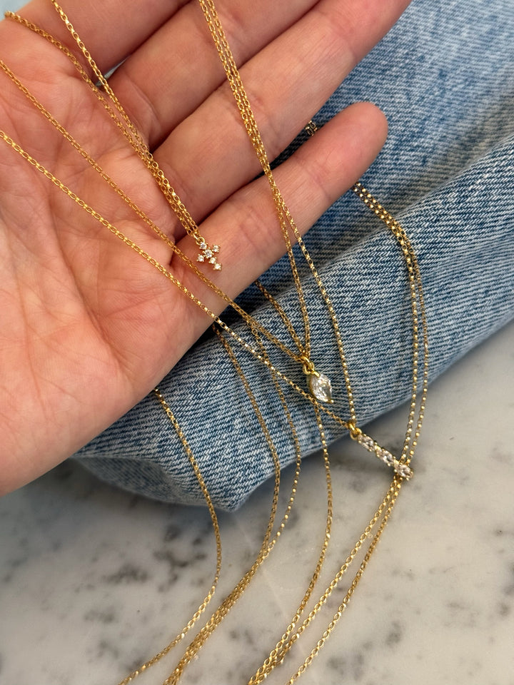 CRYSTAL FLOSS NECKLACES (14K GOLD FILLED)