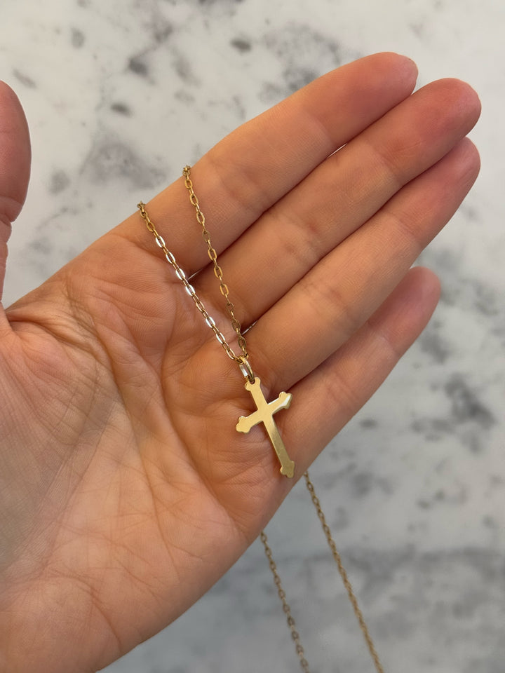 14K MIRRORED ITALIAN CROSS (VINTAGE)