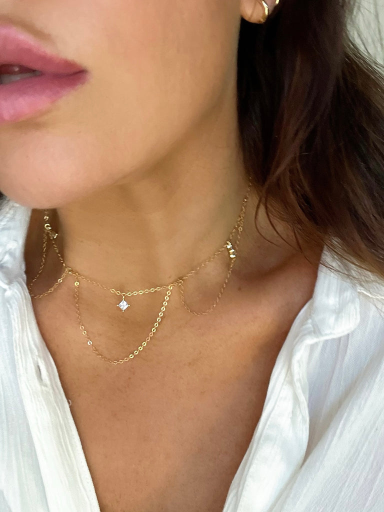 CHANDELIER NECKLACE (14K GOLD FILLED)