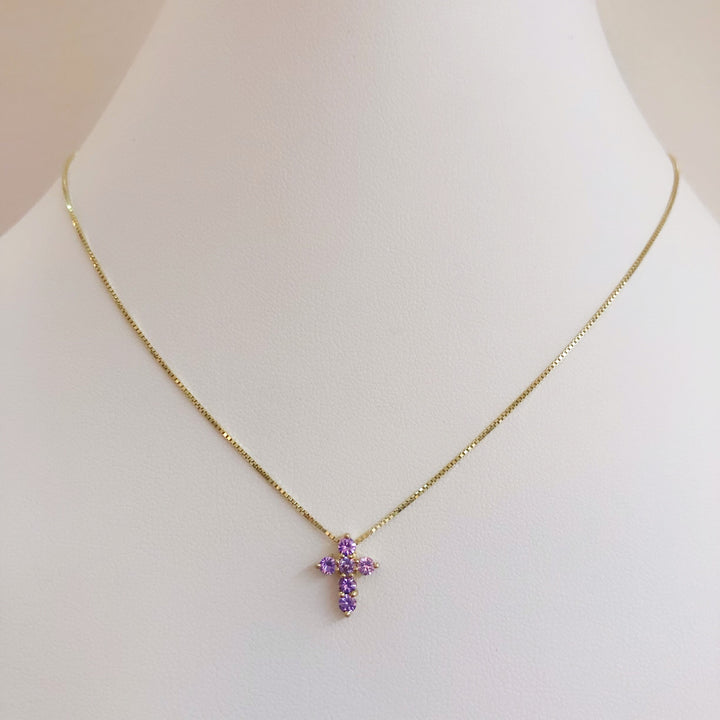 14K GEMSTONE CROSS