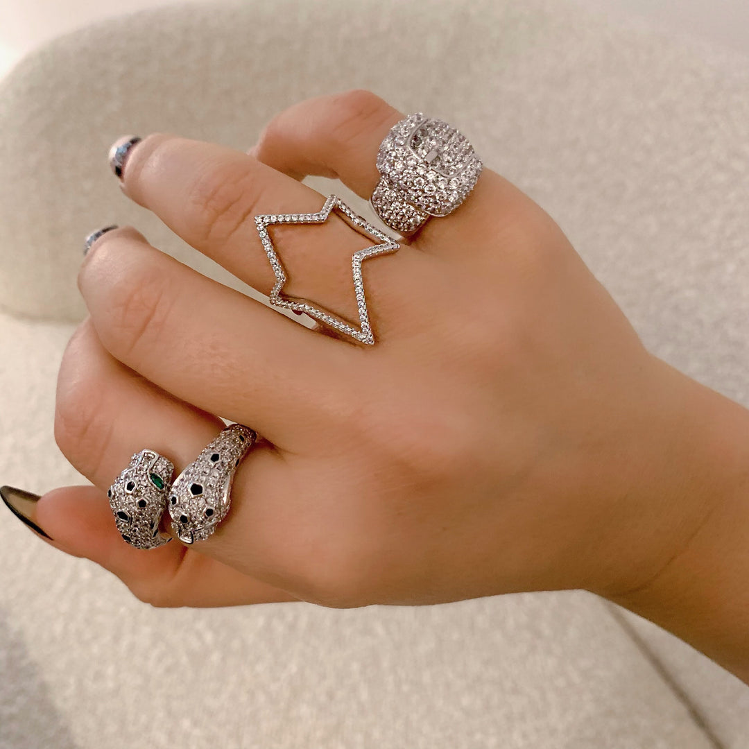 OPEN STAR RING (925 STERLING SILVER)