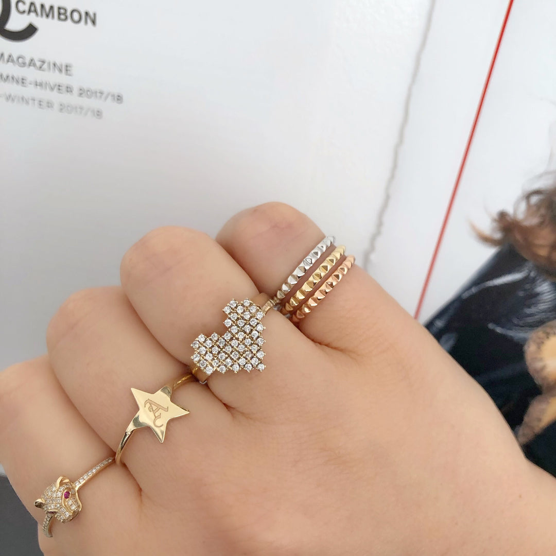 14K PIXELATED HEART RING