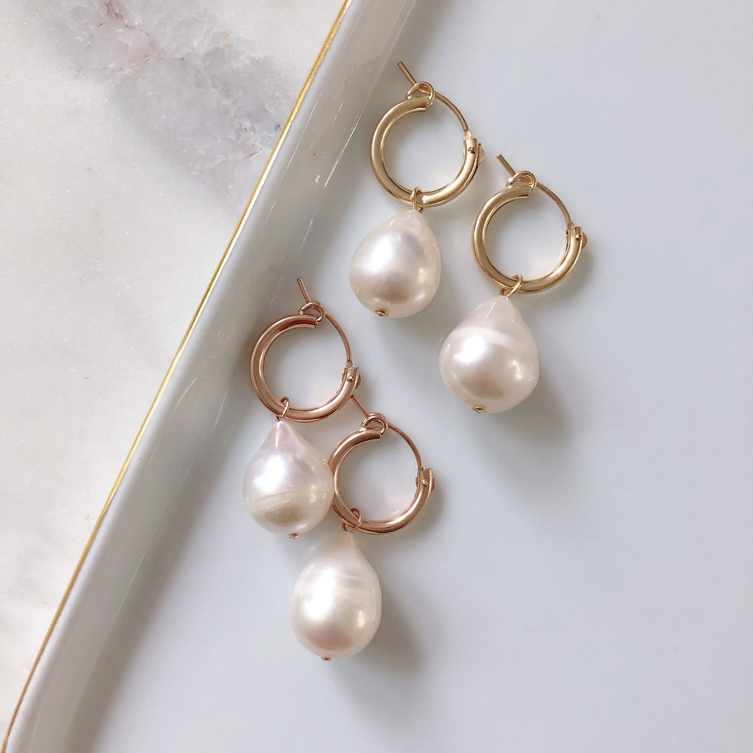 GUMDROP PEARL EARRINGS SET (14K GOLD FILLED OR STERLING SILVER)