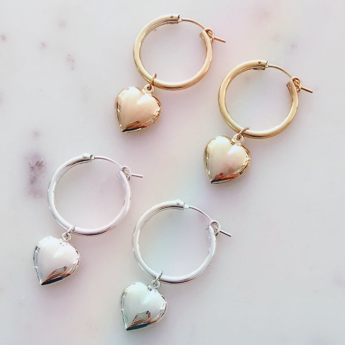BUBBLE CHARM HOOPS (14K GOLD FILLED OR STERLING SILVER)