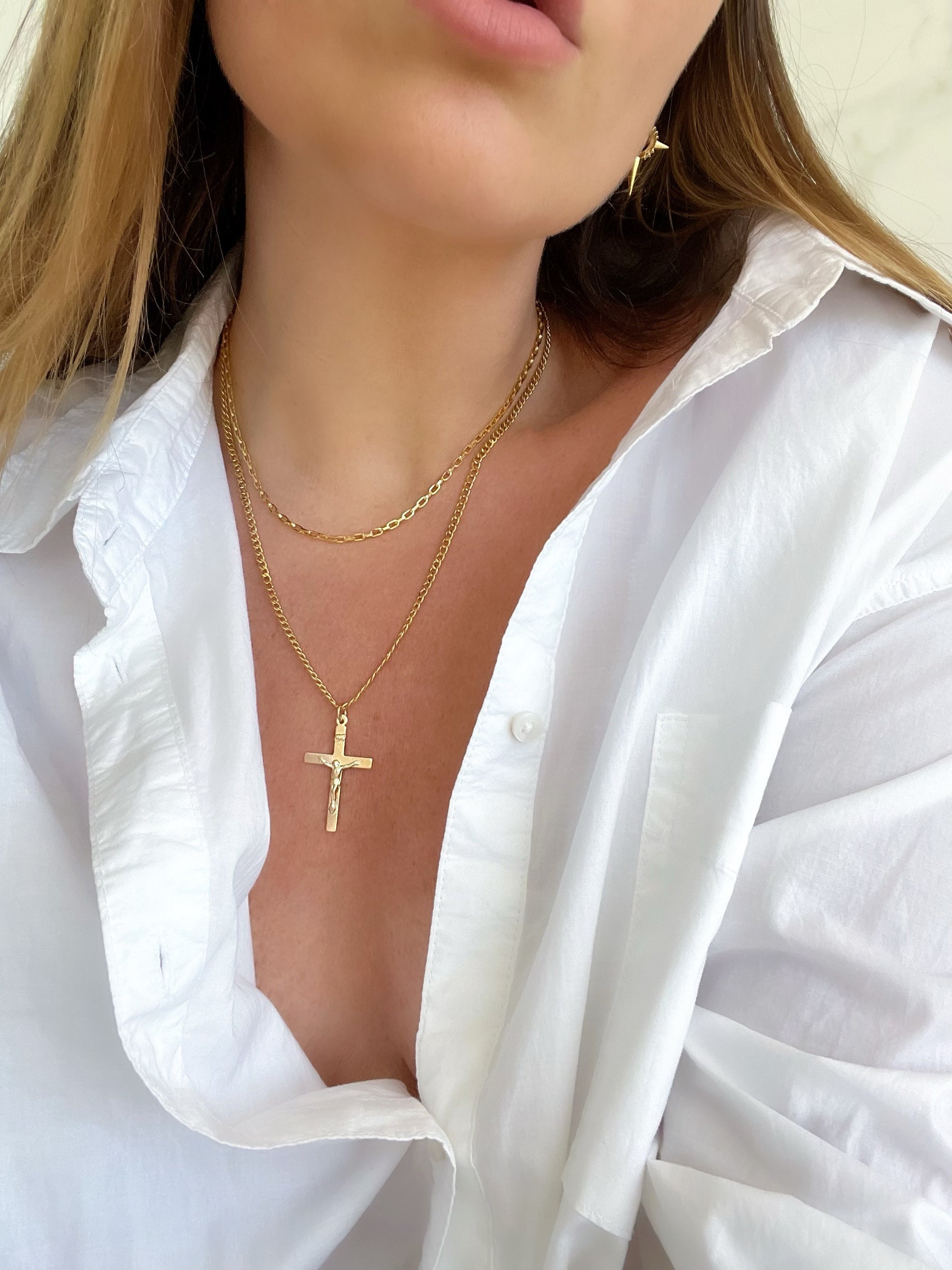 LUXE BOYFRIEND CROSS (14K GOLD FILLED OR 925 STERLING SILVER