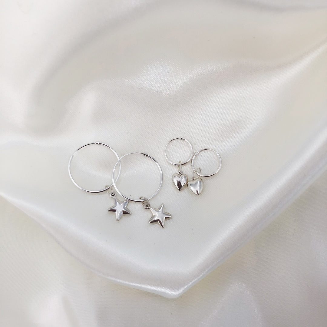 BUBBLE CHARM HOOPS (14K GOLD FILLED OR STERLING SILVER)