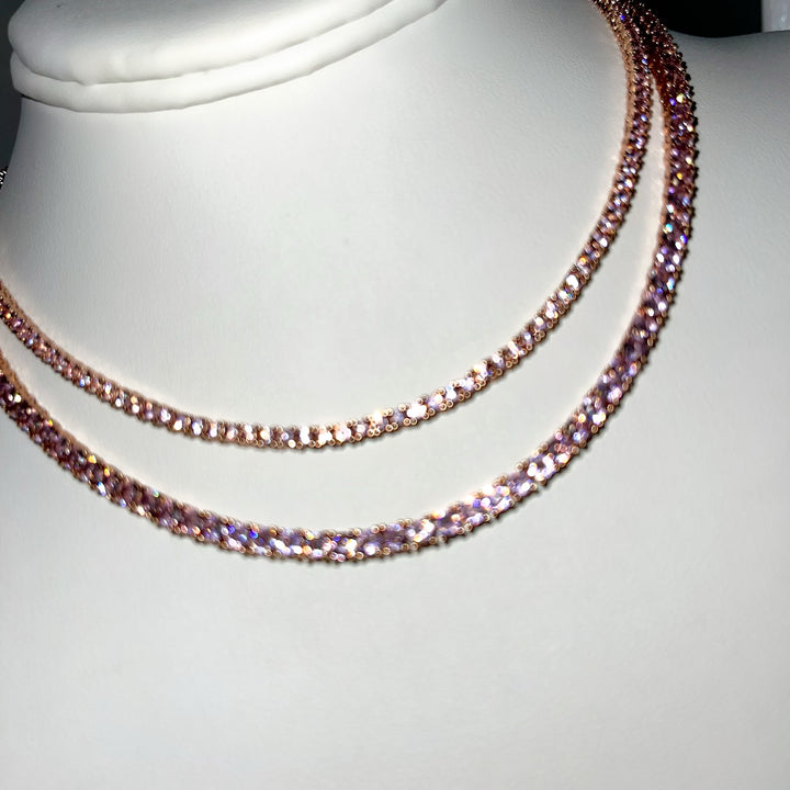 ROSE CRYSTAL TENNIS NECKLACE