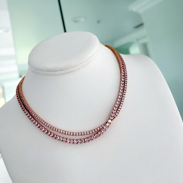 ROSE CRYSTAL TENNIS NECKLACE