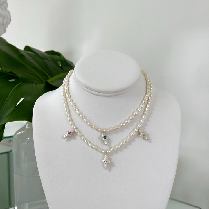 PETITE CROSS MELT PEARL NECKLACE