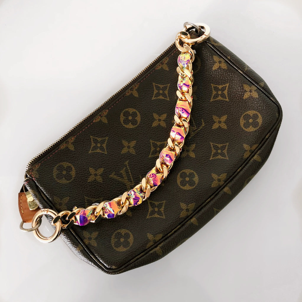  HAHIYO Mini Pochette Purse Chain Strap Slim Wide 7mm for LV  Length 23.6 inches Extra Thick 2.6mm Shiny Gold for Shoulder Cross Body  Sling Handbag Wallet Clutch Comfortable Flat Metal Strap